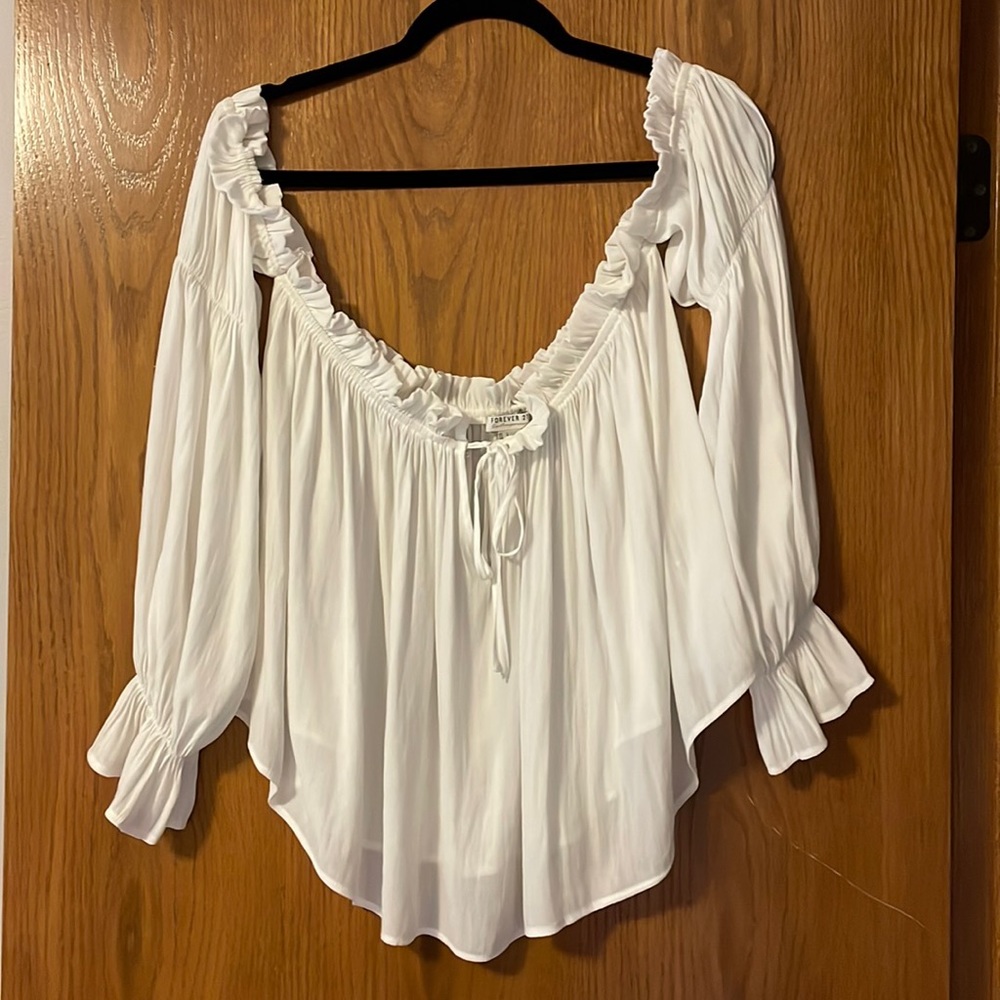 White ruffle top